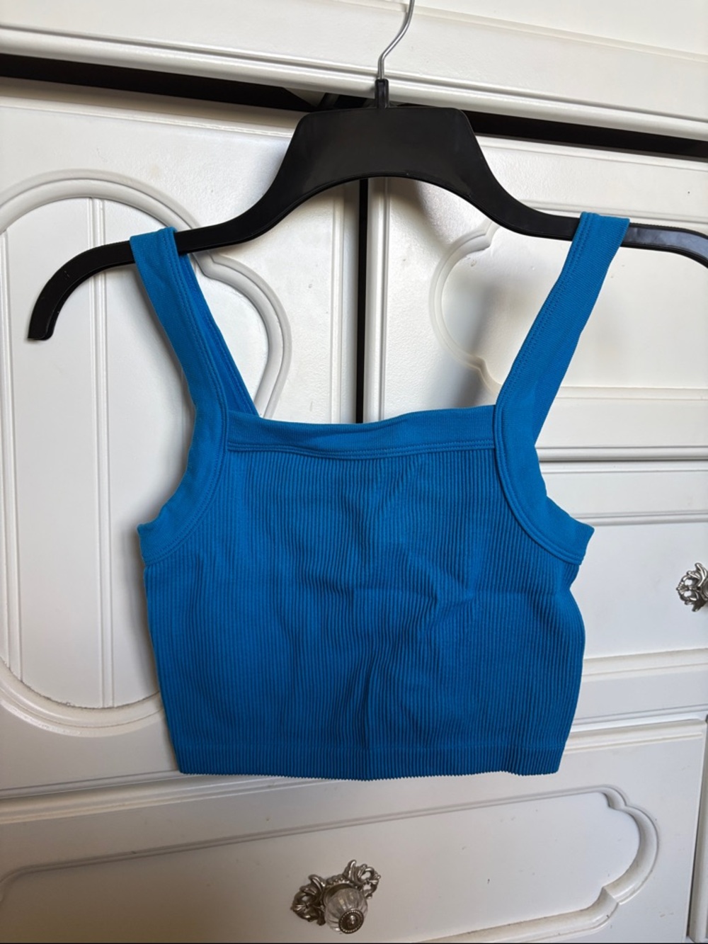 Cotton On - Blue Ribbed Crop Tank Top - Women's Sleeveless Top